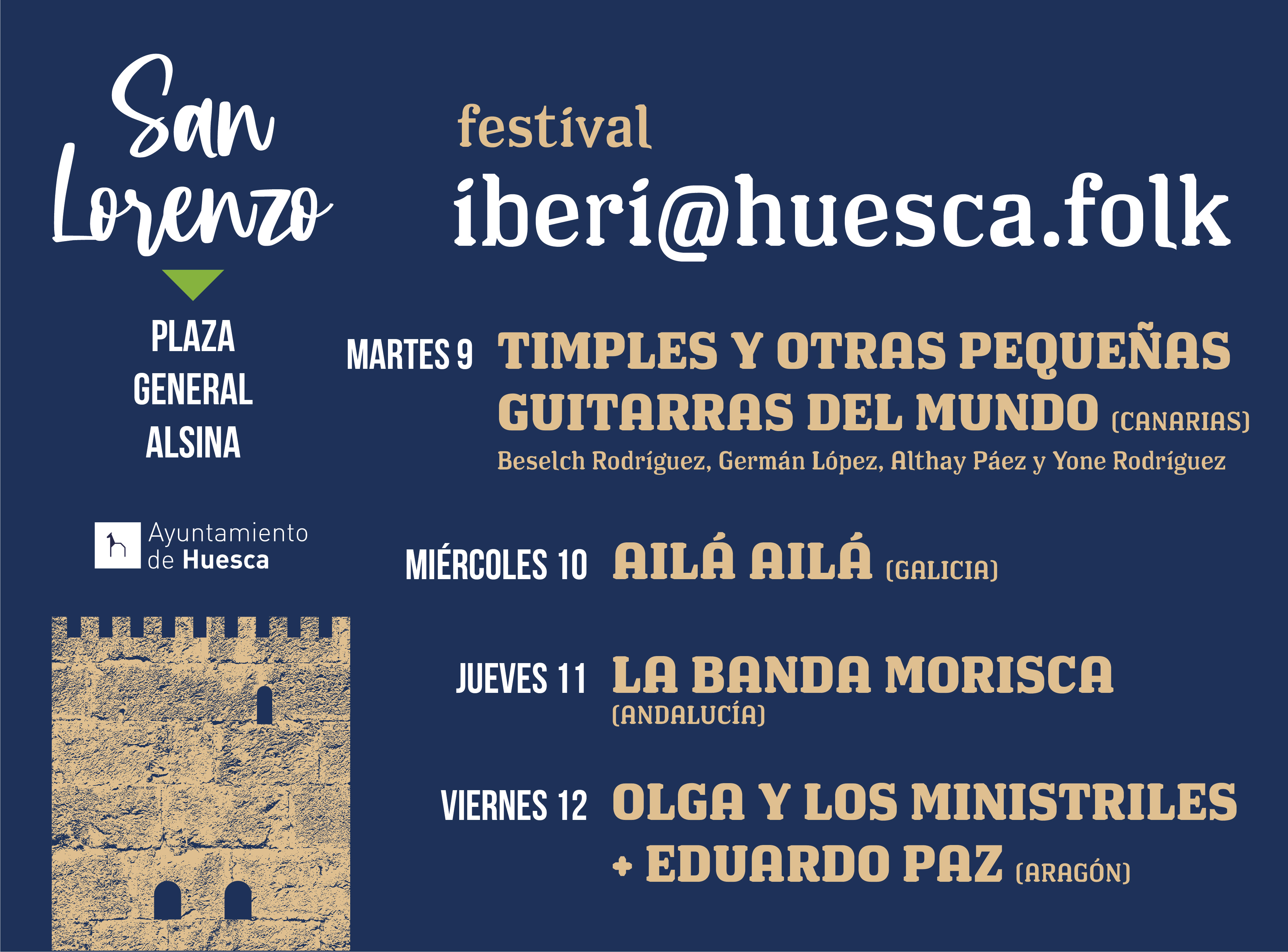 Iberi@Huesca.folk ofrece este San Lorenzo música de Aragón, Andalucía, Galicia y Canarias