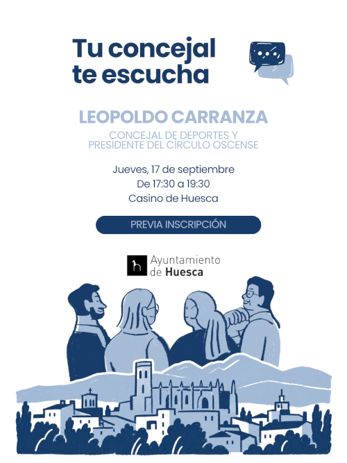 El concejal de Deportes del Ayuntamiento de Huesca, Leopoldo Carranza, abre el nuevo curso de “Tu concejal te escucha” 